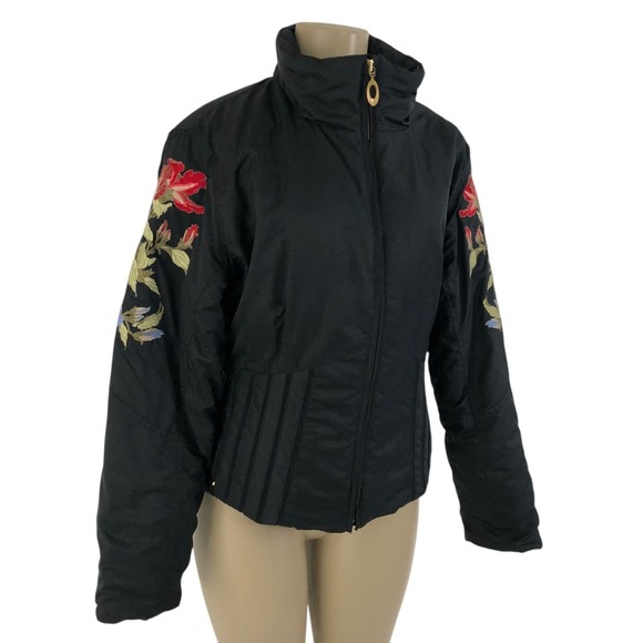 Rare Vintage Obermeyer Floral Embroidered Ski Snow Puffer Jacket Womens Size 12 - Picture 4 of 16